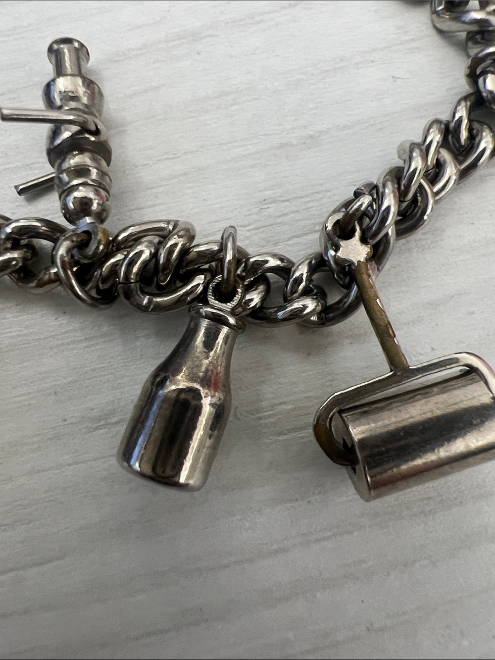 Silver-Tone Travel Charm Bracelet with Enamel Shield Charm - Picture 3 of 13